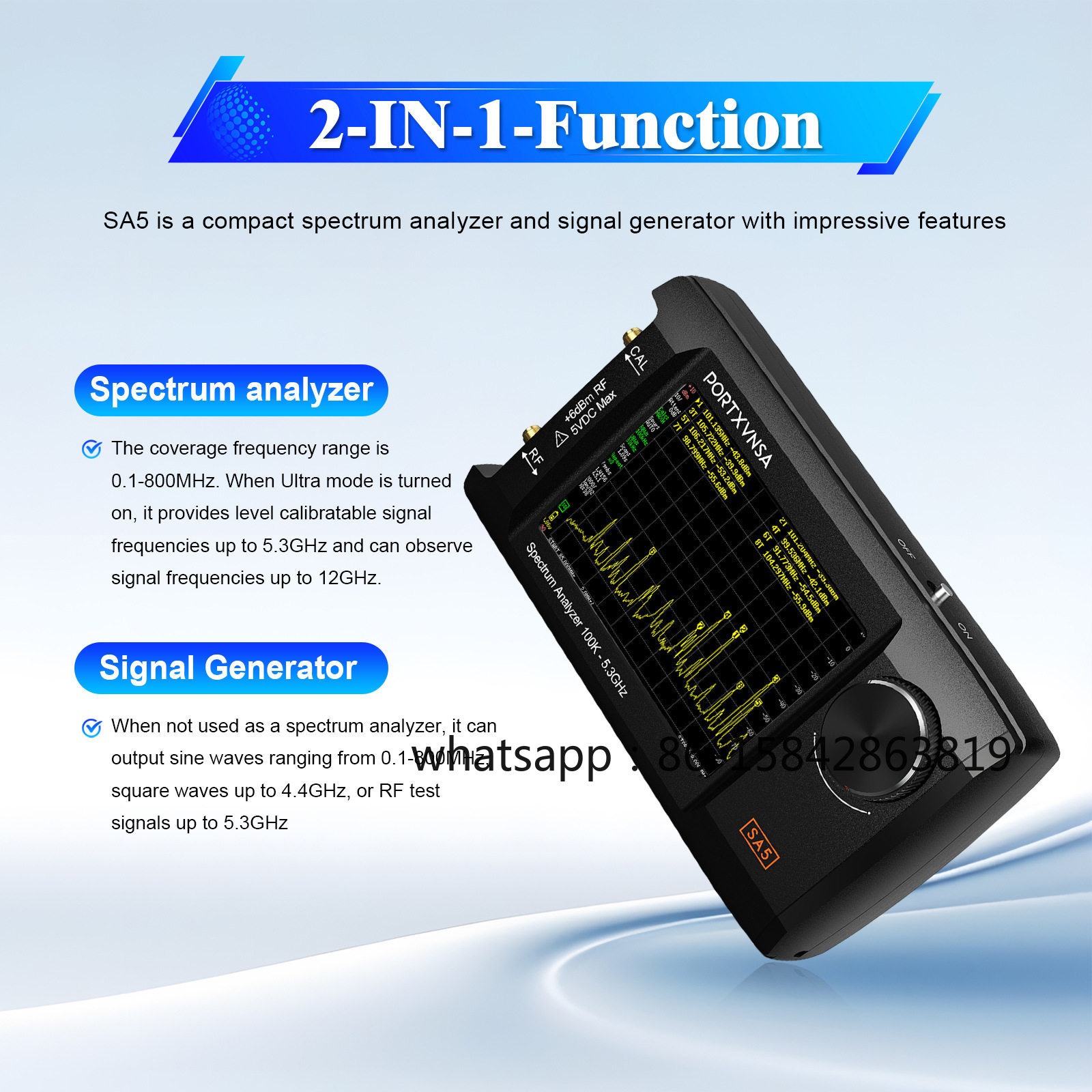 SA5 휴대용 스펙트럼 분석기, 100kHz-5.3GH - Signal Generator Spectrum Analyzer 리뷰 및 가격