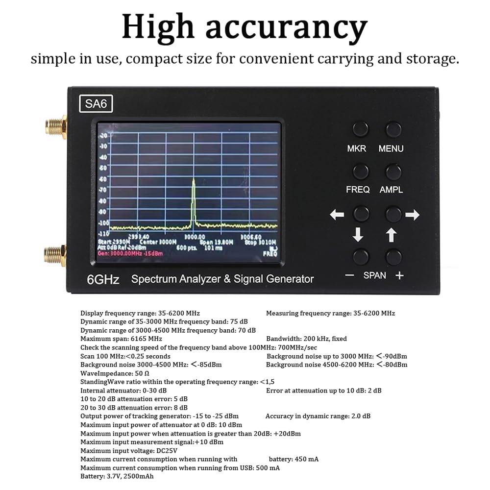 SA6 6GHz 스펙트럼 분석기 |   Wi-Fi EM - Signal Generator Spectrum Analyzer 리뷰 및 가격